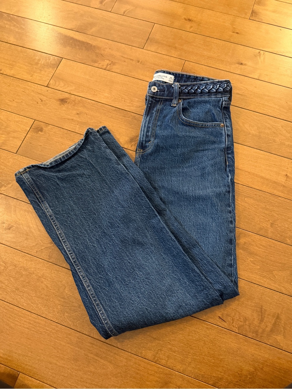 Abercrombie & Fitch high rise 90s relax Dark Blue Women's Straight-Leg Jeans